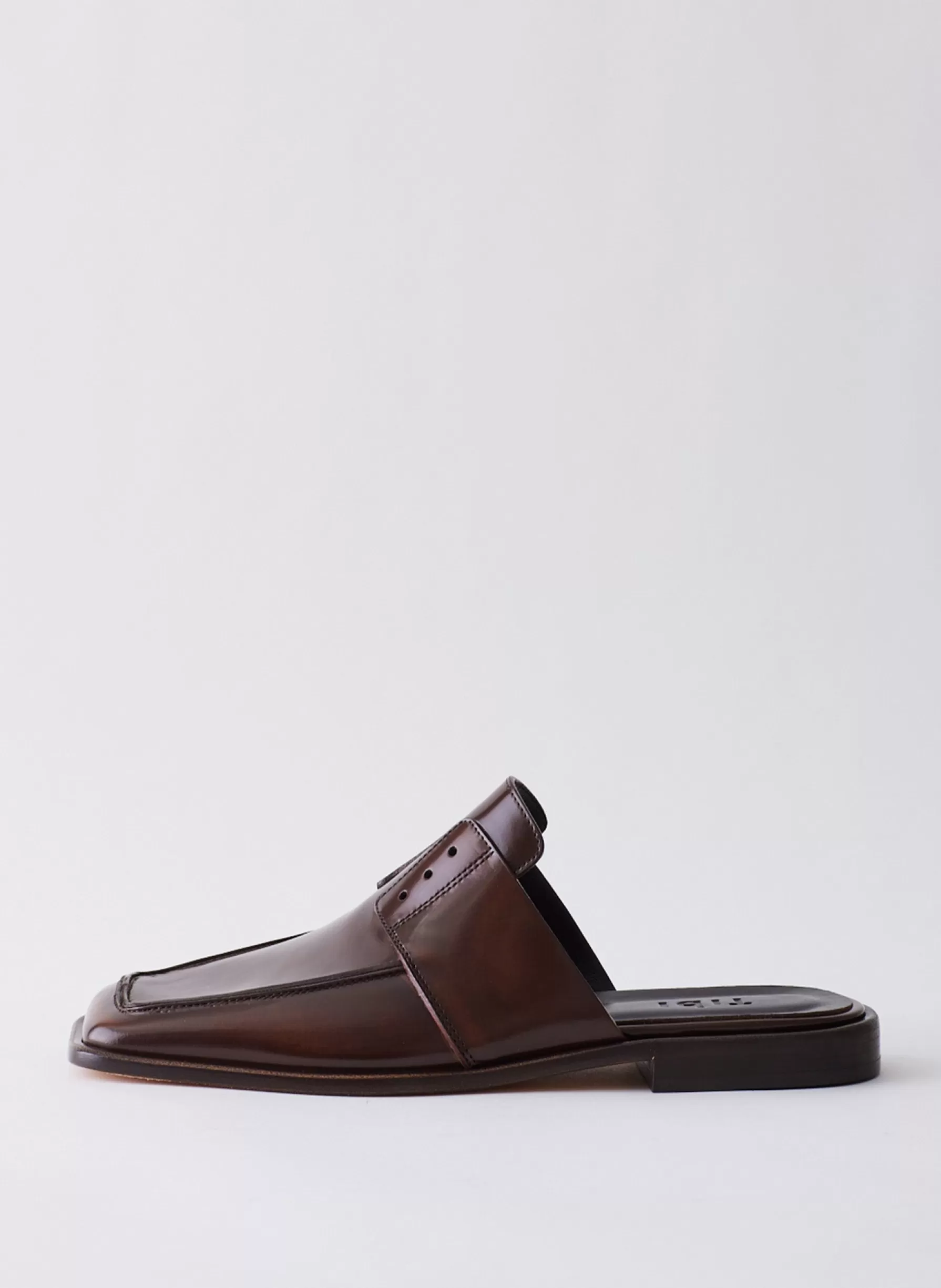 Tibi Pedro Slide Square Toe Loafer Brown Shop