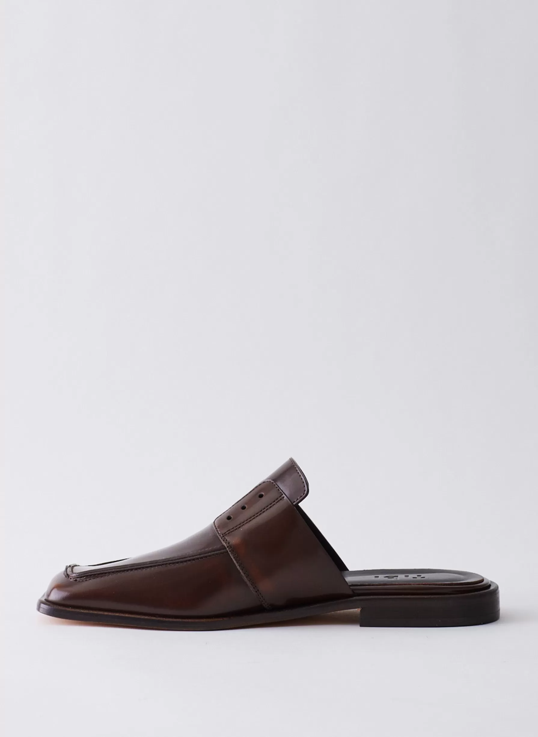 Tibi Pedro Slide Square Toe Loafer Brown Shop