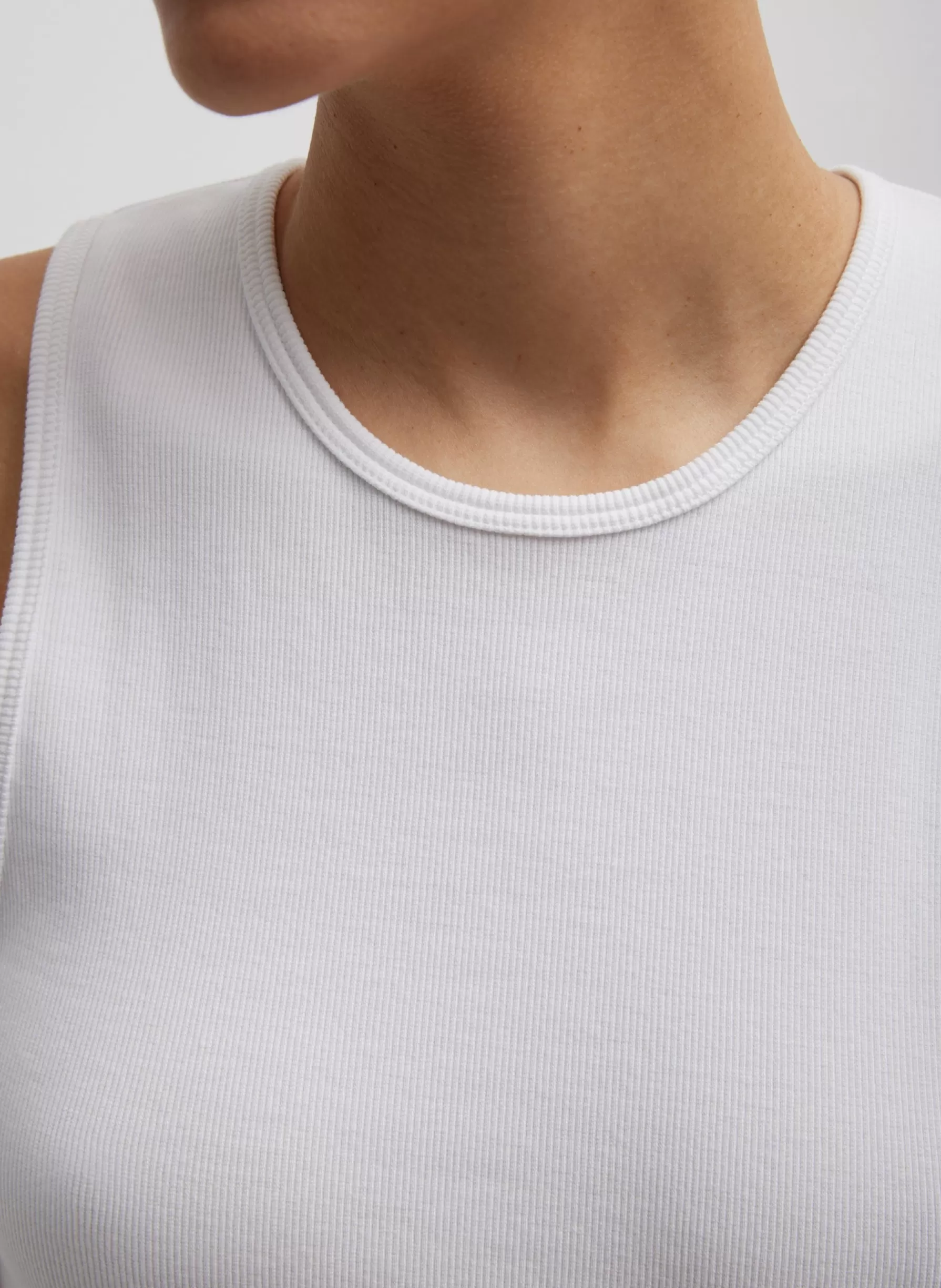 Tibi Ribbed T-Shirt Tank White Cheap