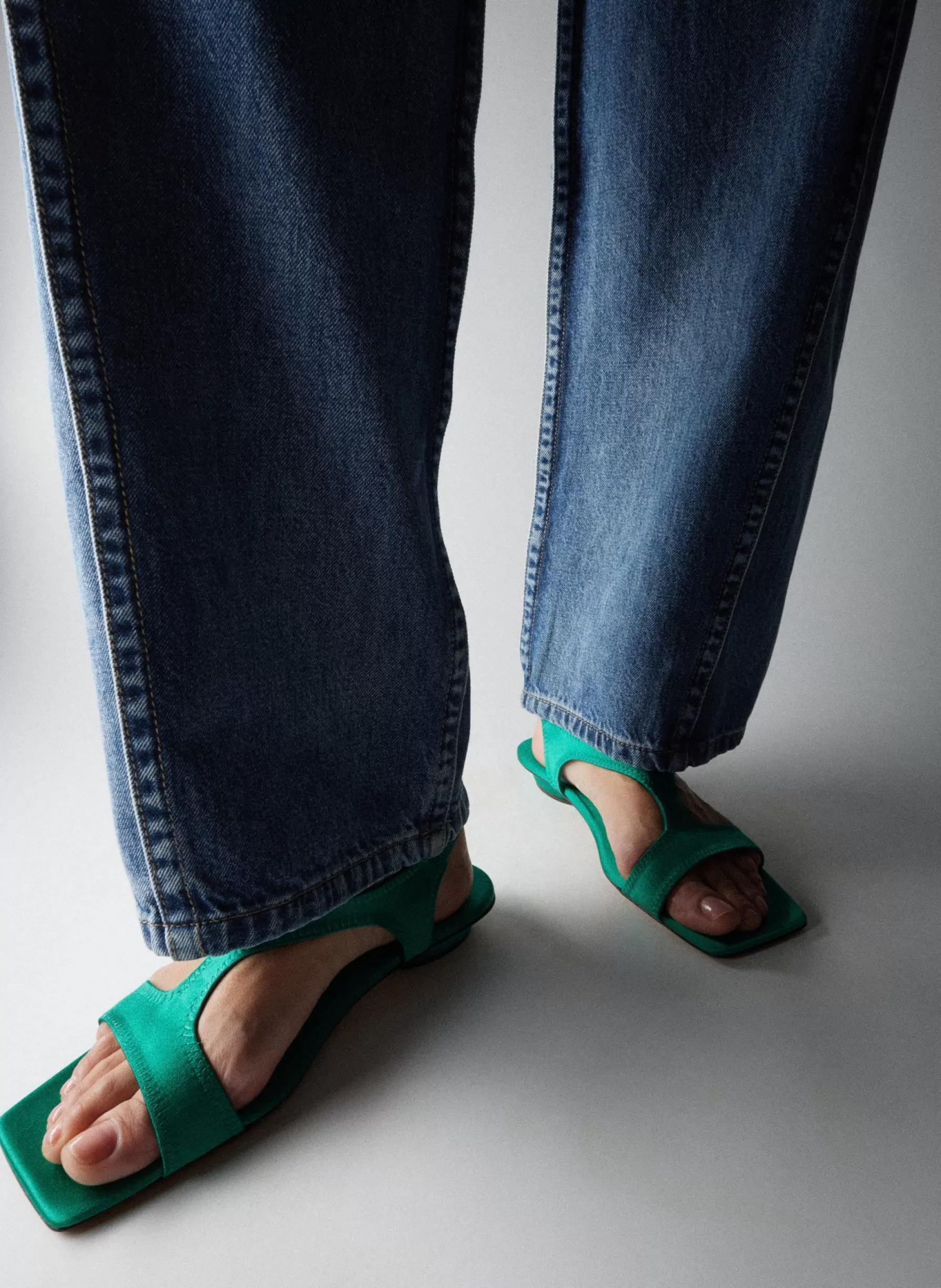 Tibi Rubin Satin Sandal Green Store