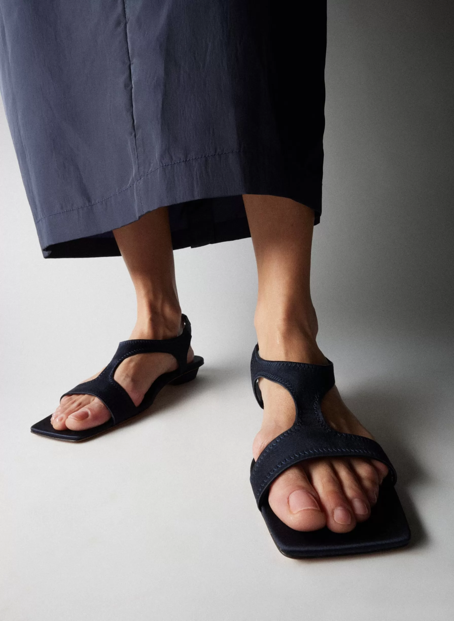 Tibi Rubin Satin Sandal Navy Fashion