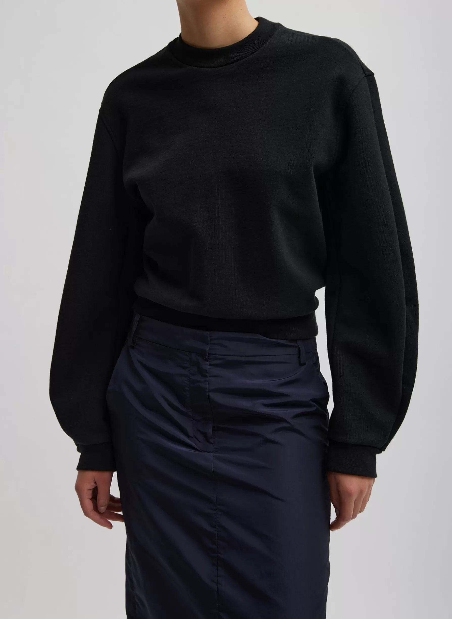 Tibi Sculpted Long Sleeve Sweatshirt Black New