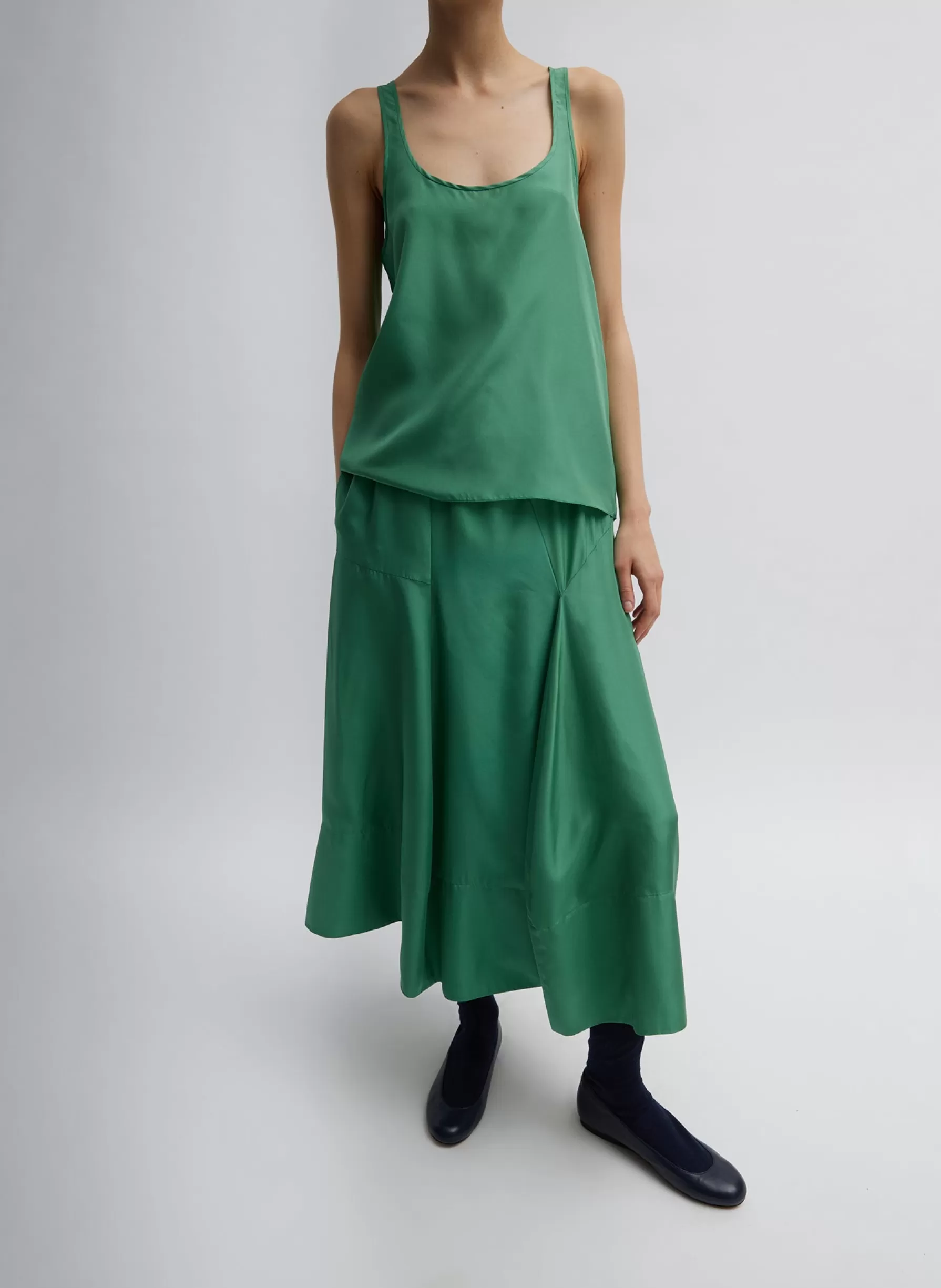 Tibi Silk Habutai Tank Top Green Tea Hot