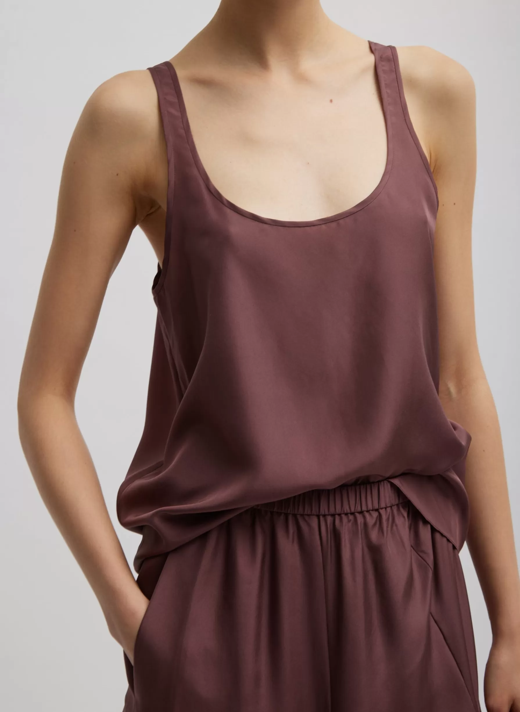 Tibi Silk Habutai Tank Top Cinnamon Discount