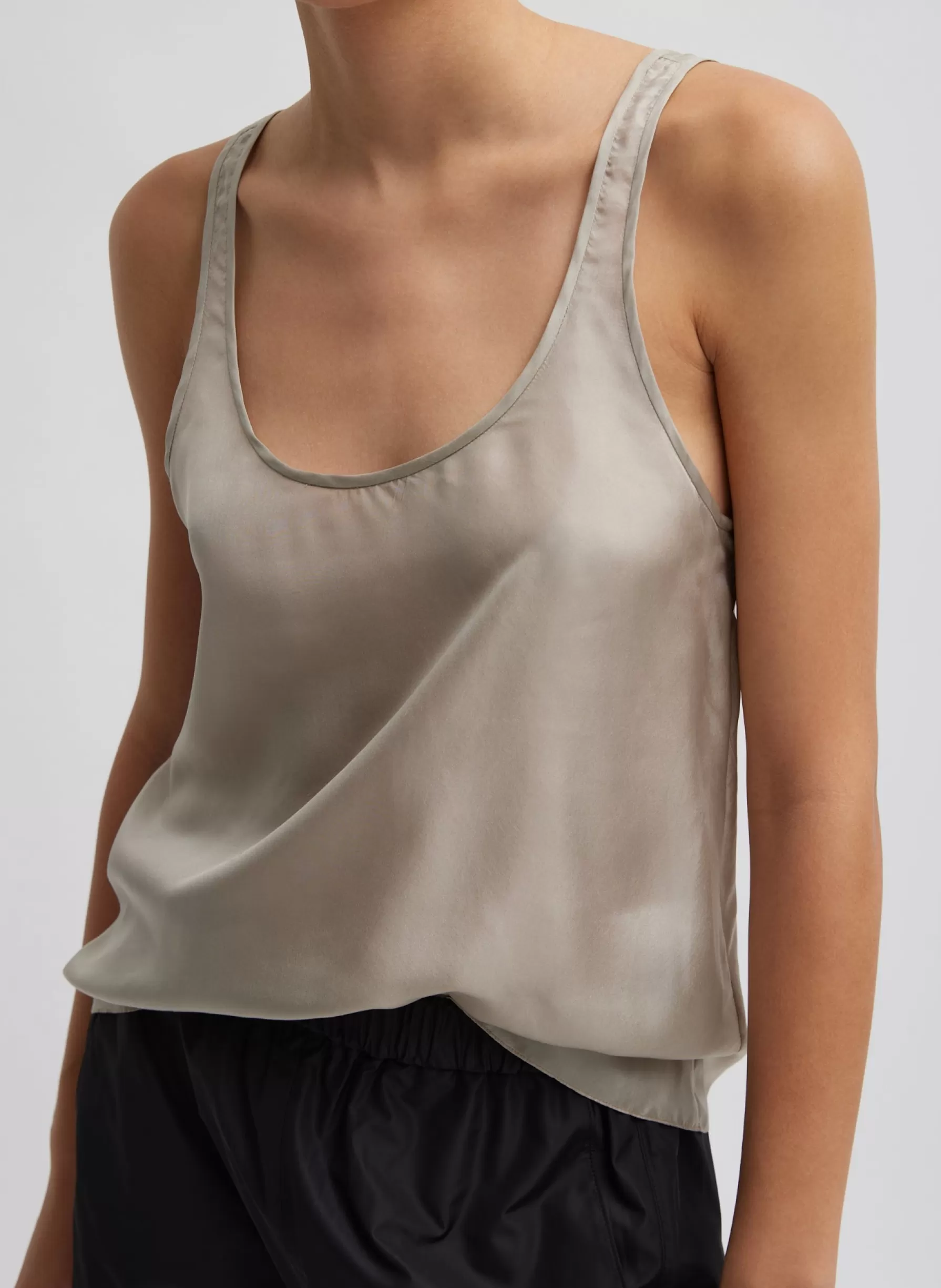 Tibi Silk Habutai Tank Top Light Stone Online