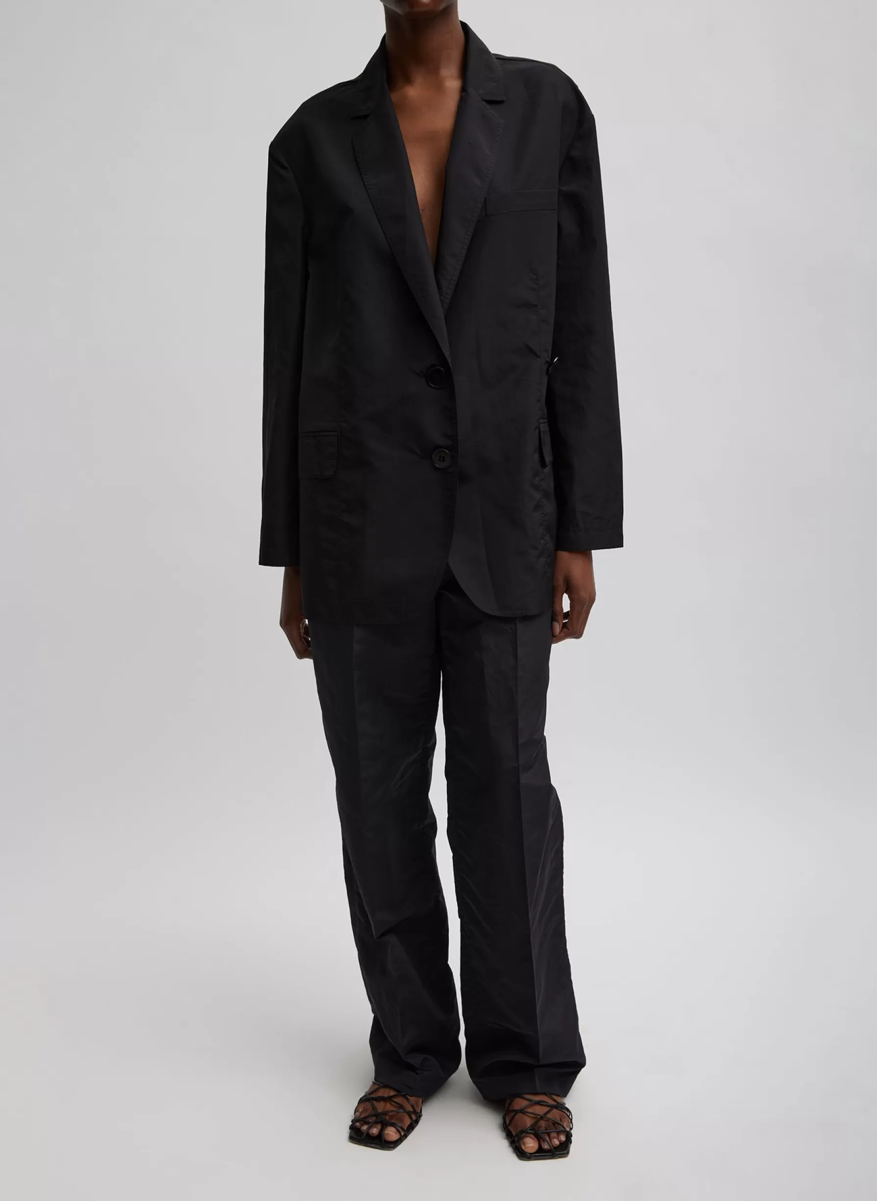 Tibi Silk Nylon Liam Blazer Black Store