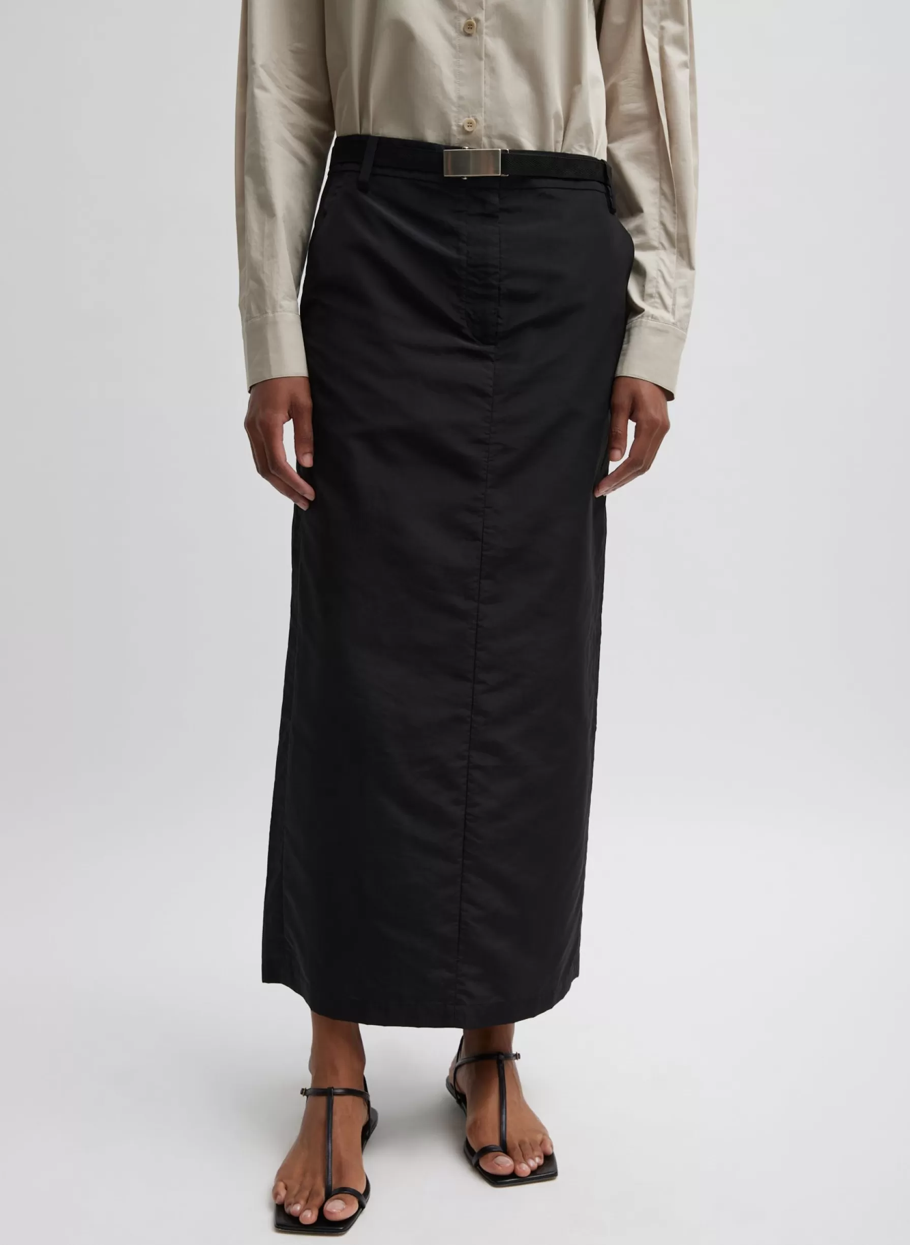 Tibi Silk Nylon Maxi Skirt Black Best Sale