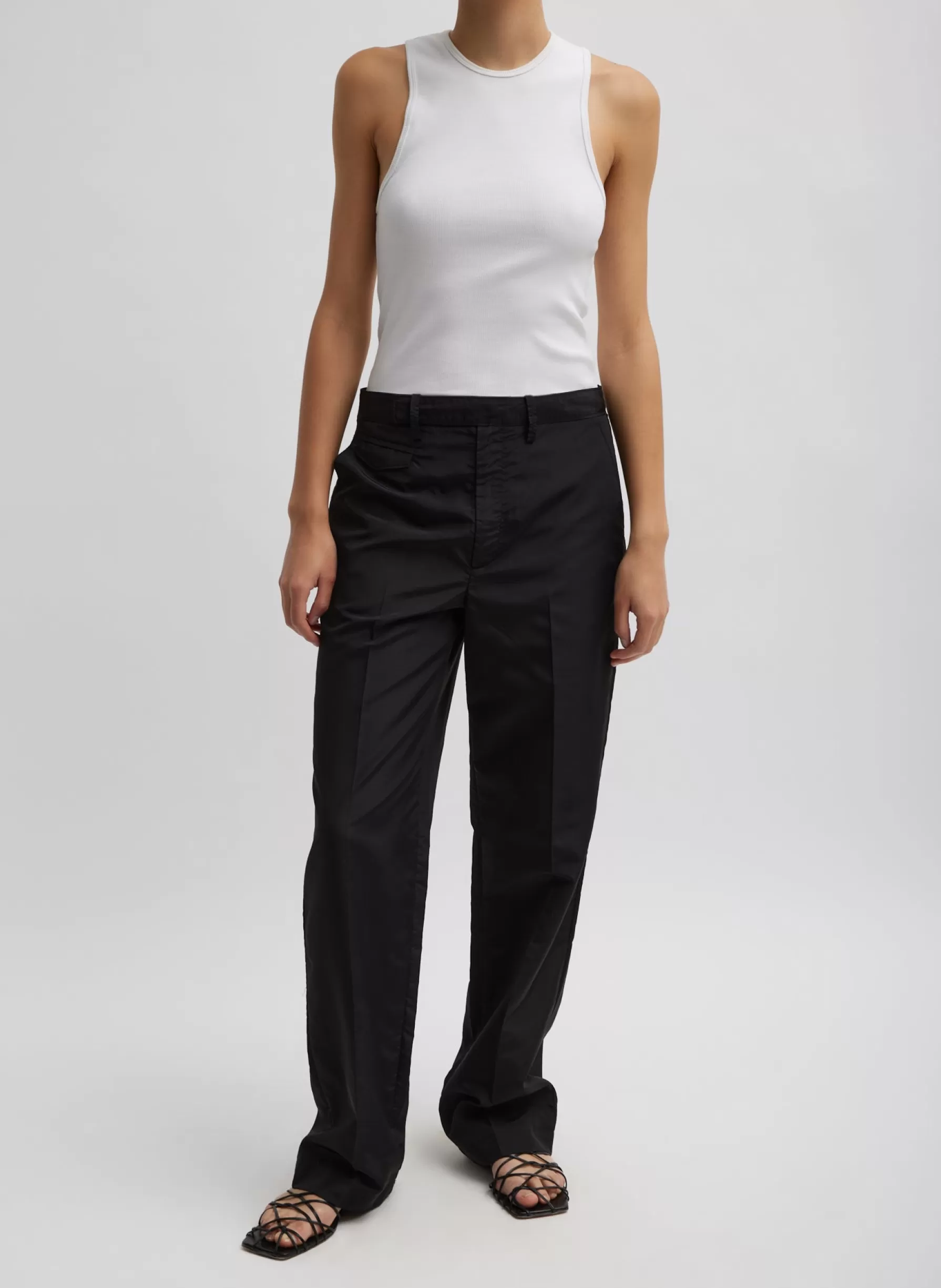 Tibi Silk Nylon Straight Leg Trouser Black Outlet