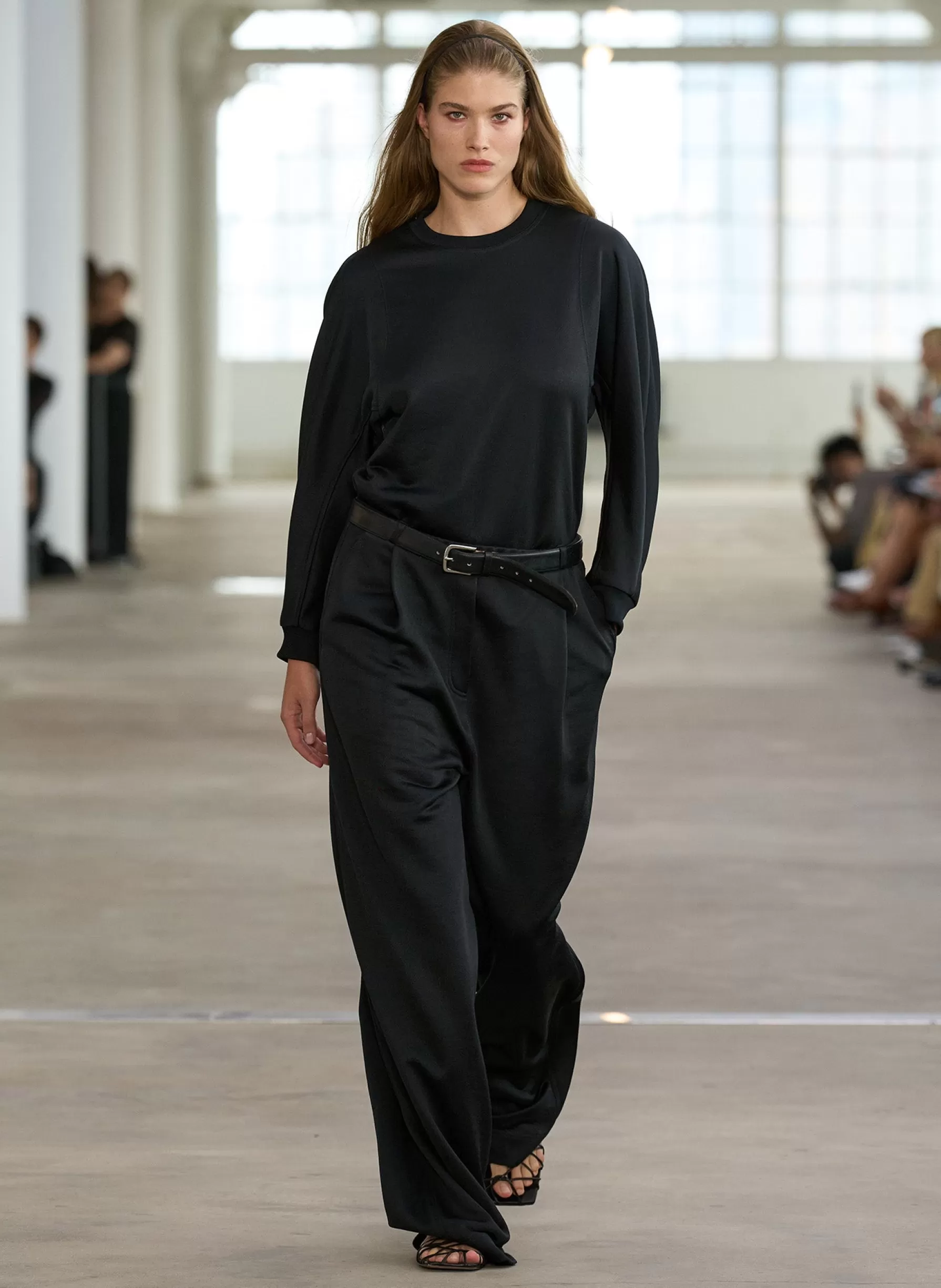 Tibi Silk Terry Pleated Pull On Pant Black Clearance