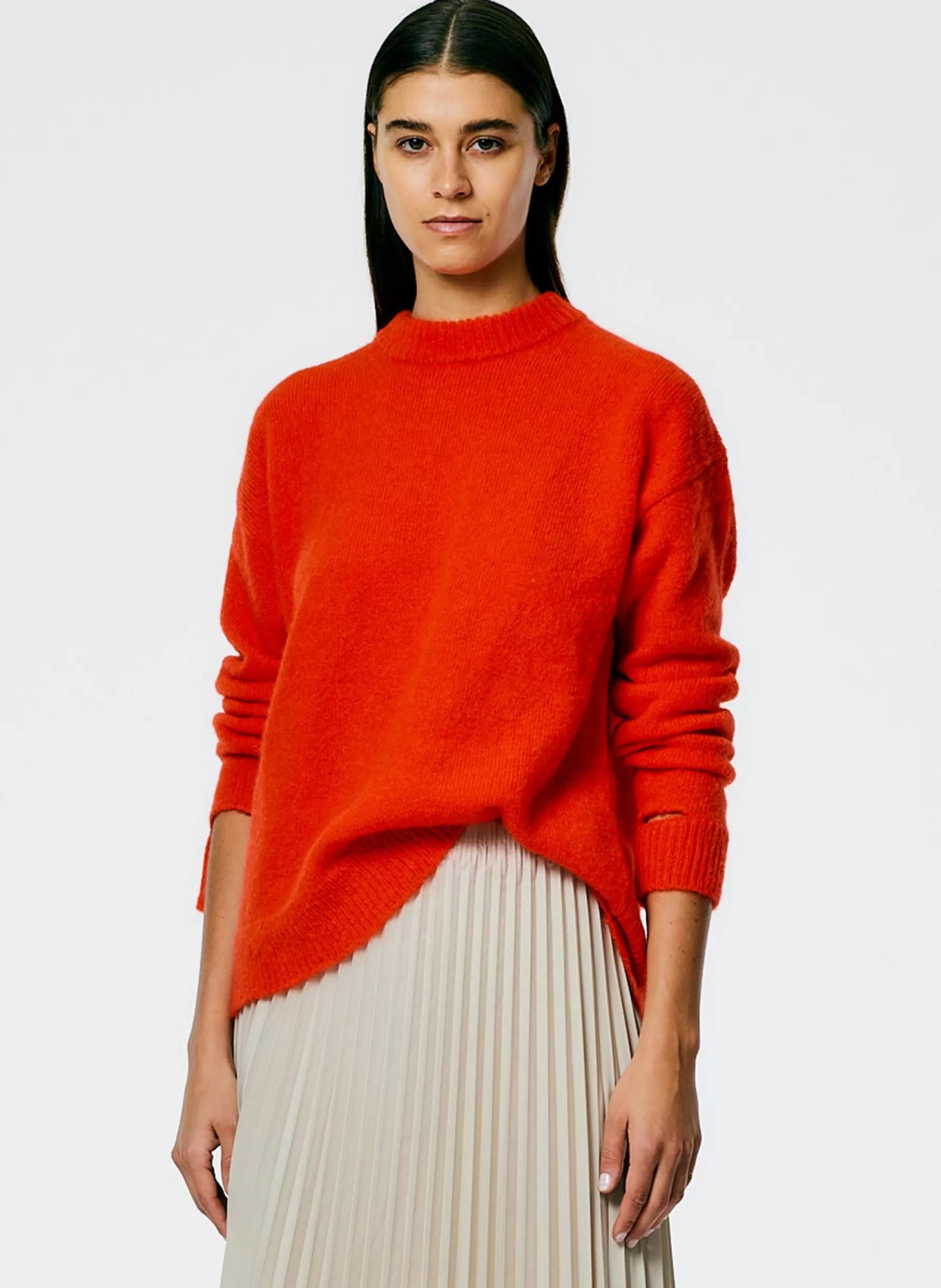 Tibi Soft Mohair Crewneck Easy Pullover Red Flash Sale