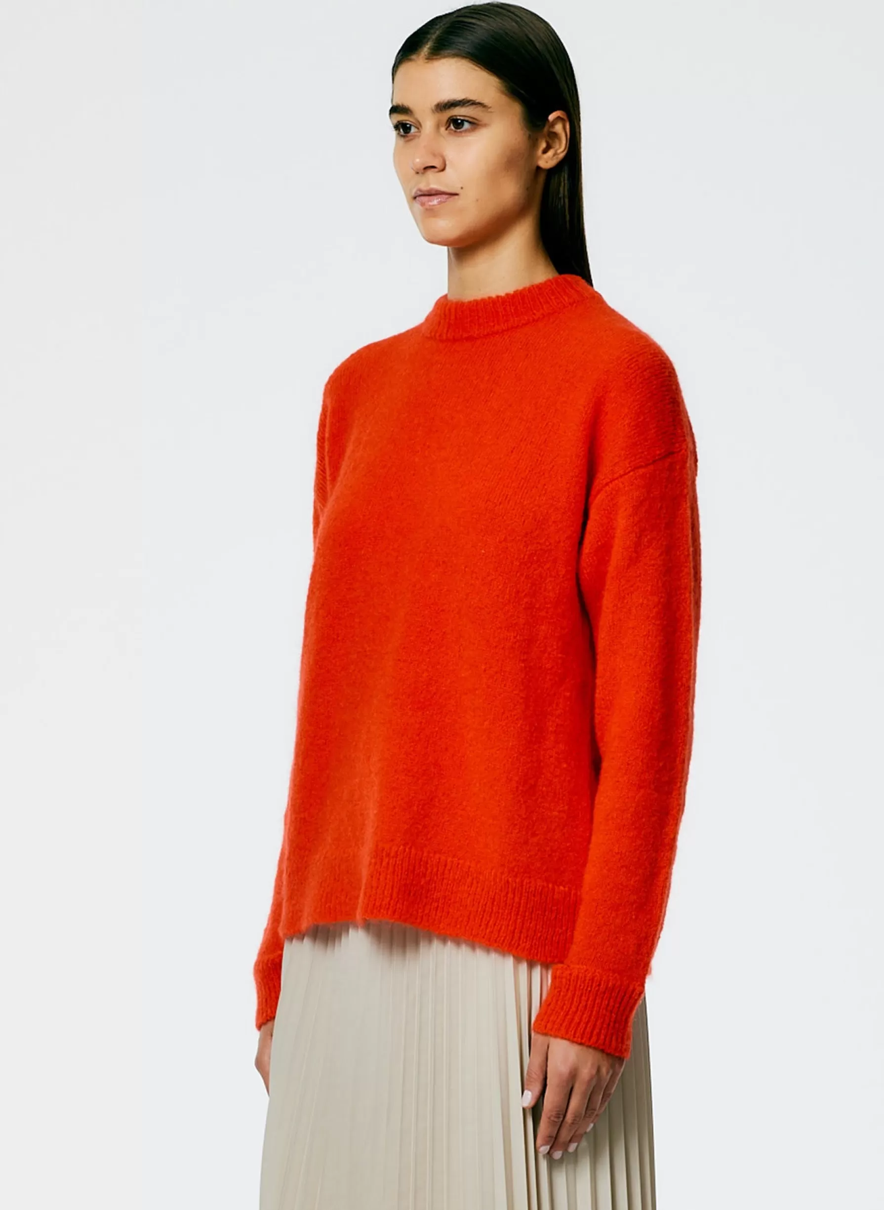 Tibi Soft Mohair Crewneck Easy Pullover Red Flash Sale