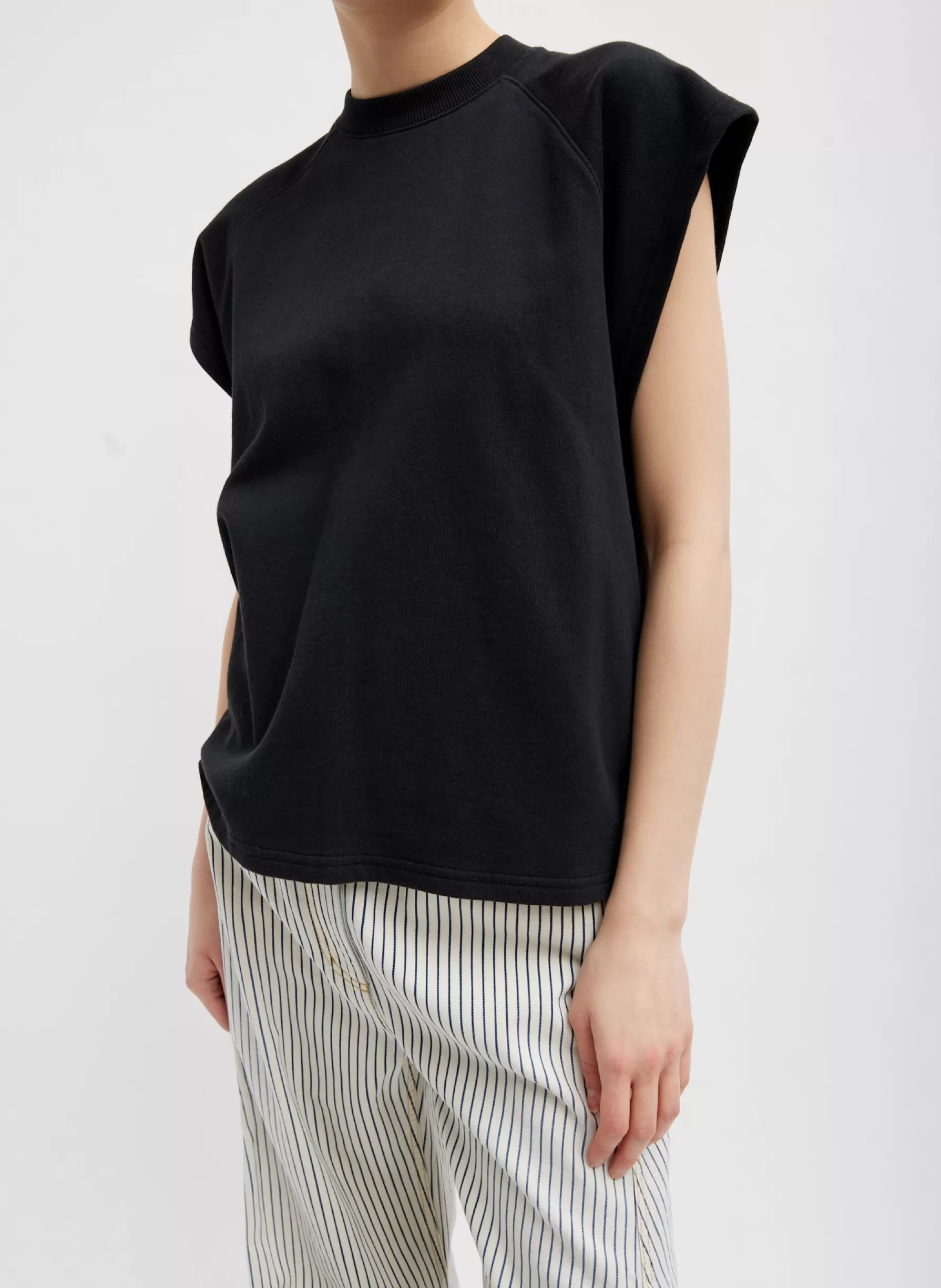 Tibi Summer Sweatshirting Sleeveless Easy Top Black Store