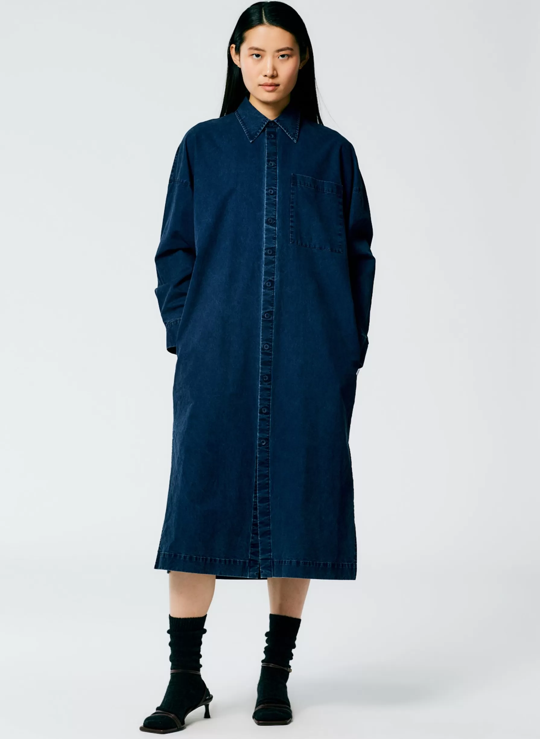 Tibi Tencel Cotton Shirtdress Blue Outlet