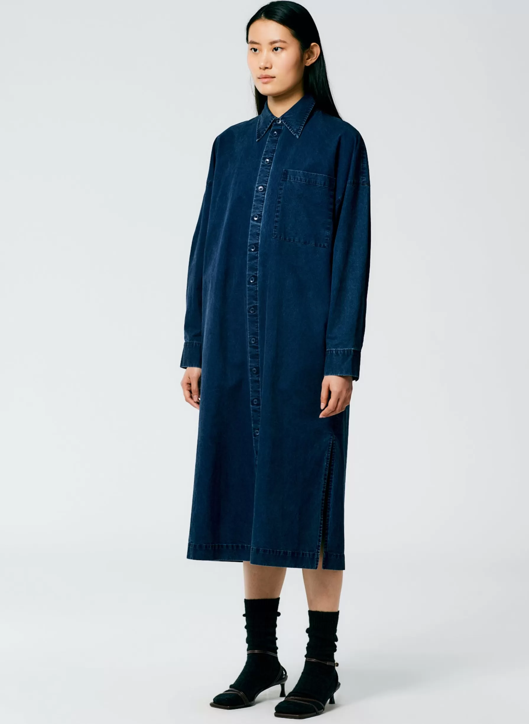 Tibi Tencel Cotton Shirtdress Blue Outlet