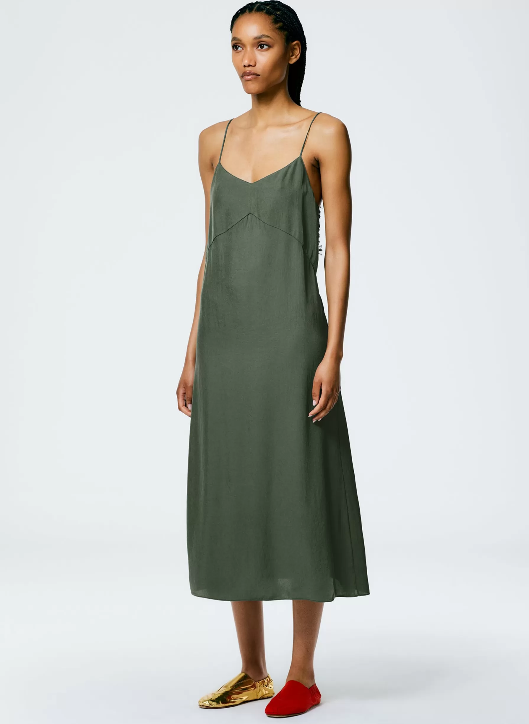 Tibi The Slip Dress Grey Pine Cheap