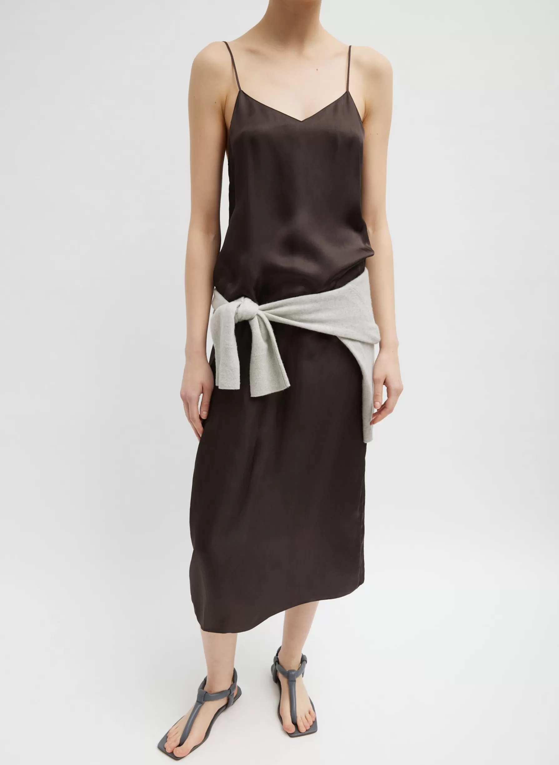 Tibi The Slip Dress Brown Fashion