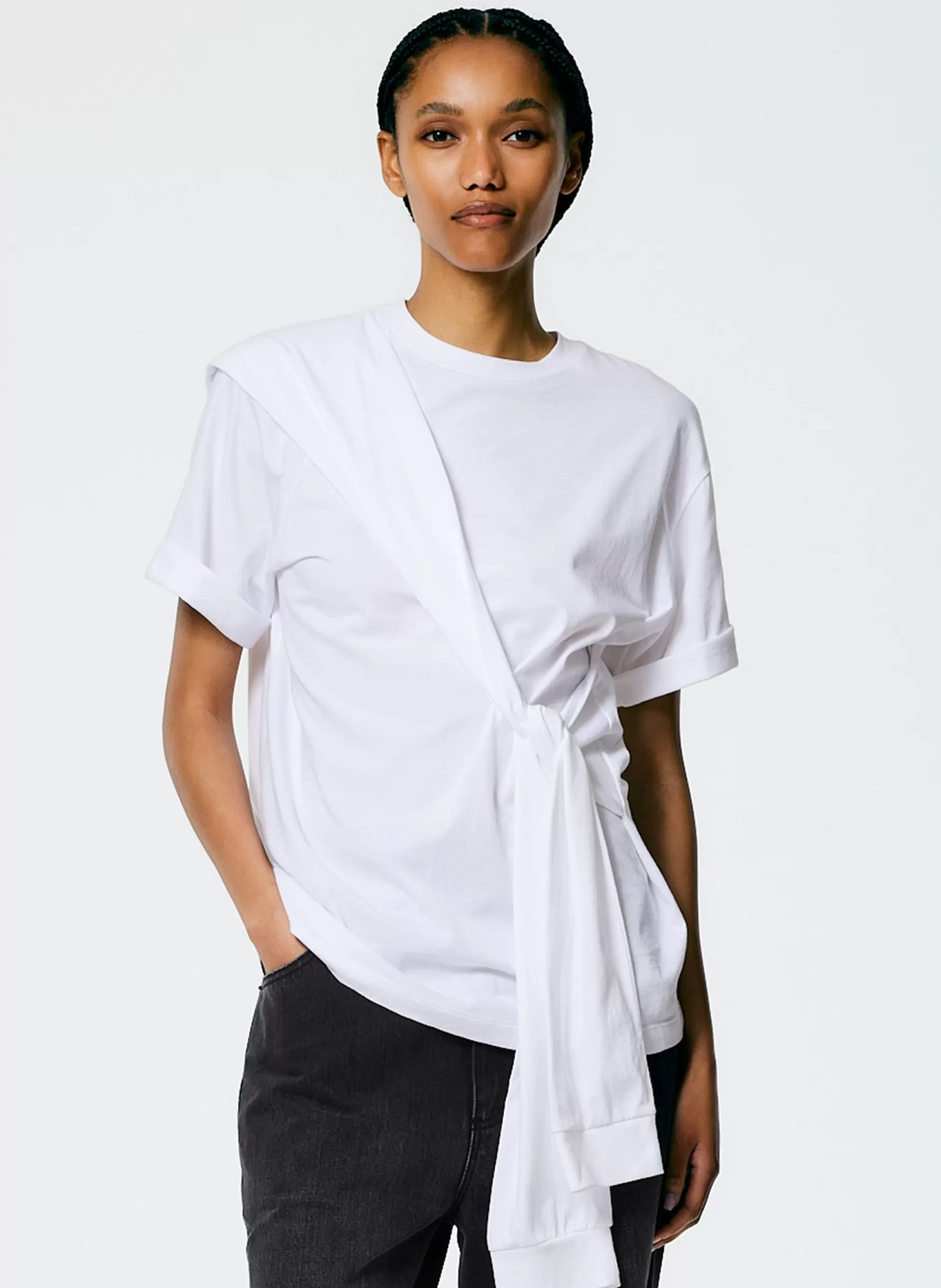 Tibi Tie T-Shirt White Cheap