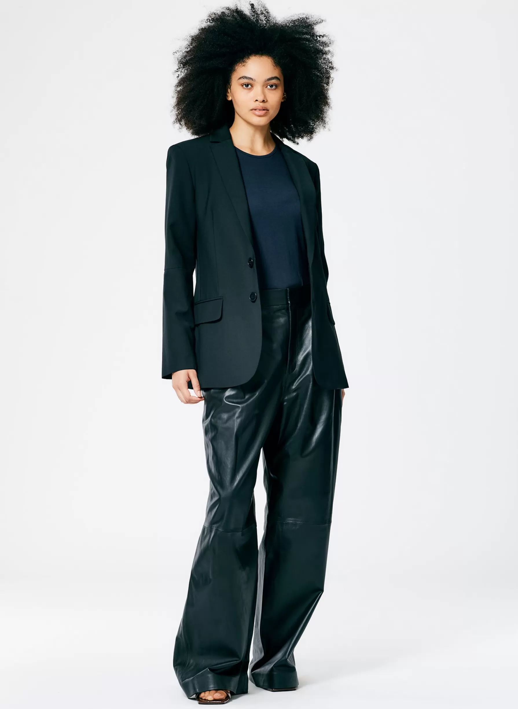 Tibi Tropical Wool Cutout Sleeve Marlon Blazer Black Hot