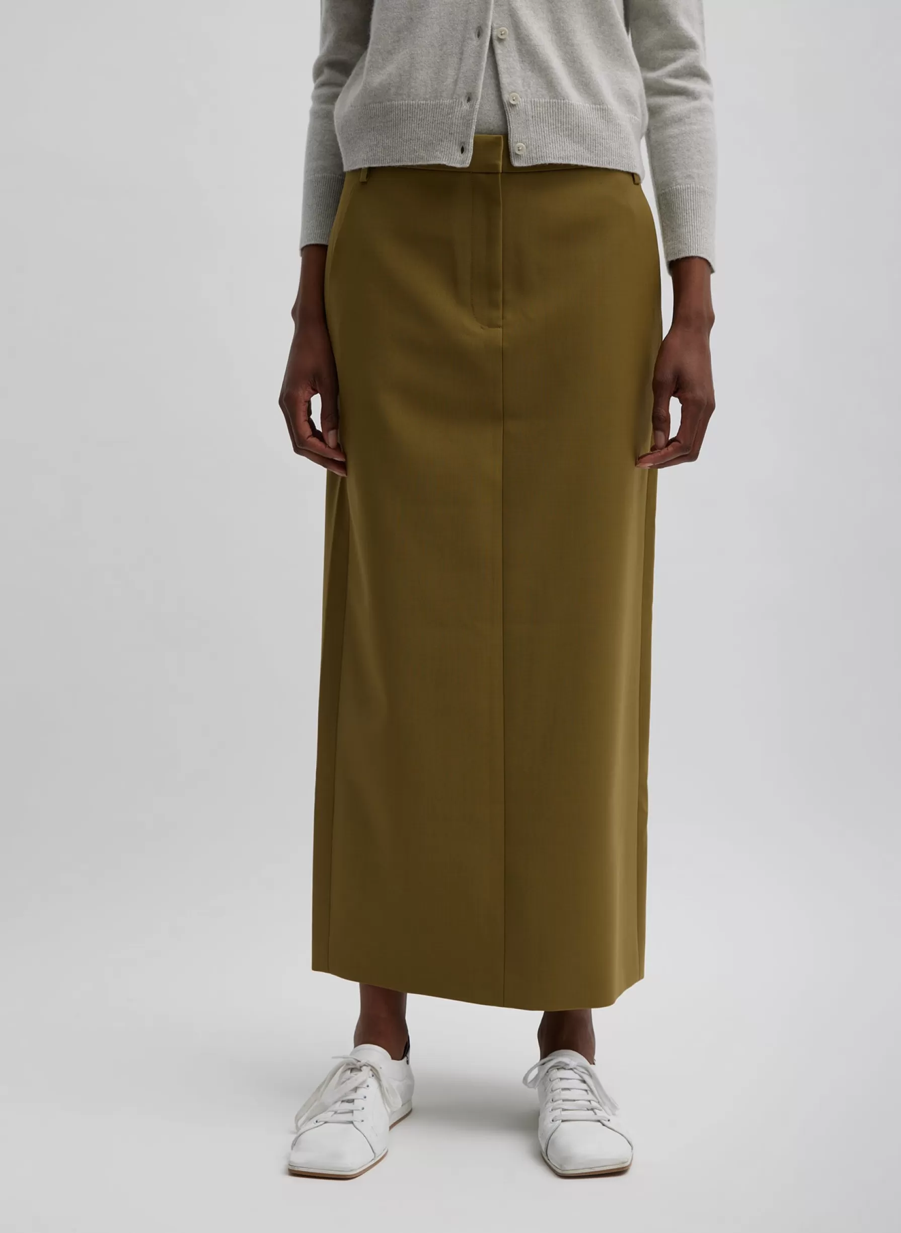 Tibi Tropical Wool Maxi Trouser Skirt Dark Hazel Store