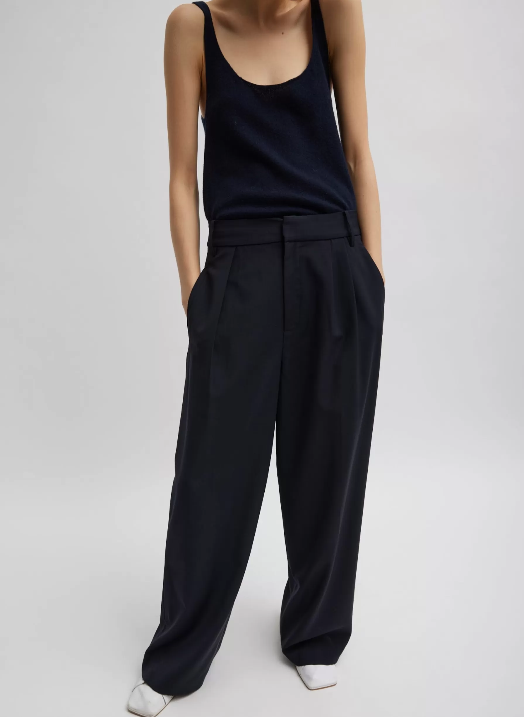 Tibi Tropical Wool Stella Pant Navy Cheap