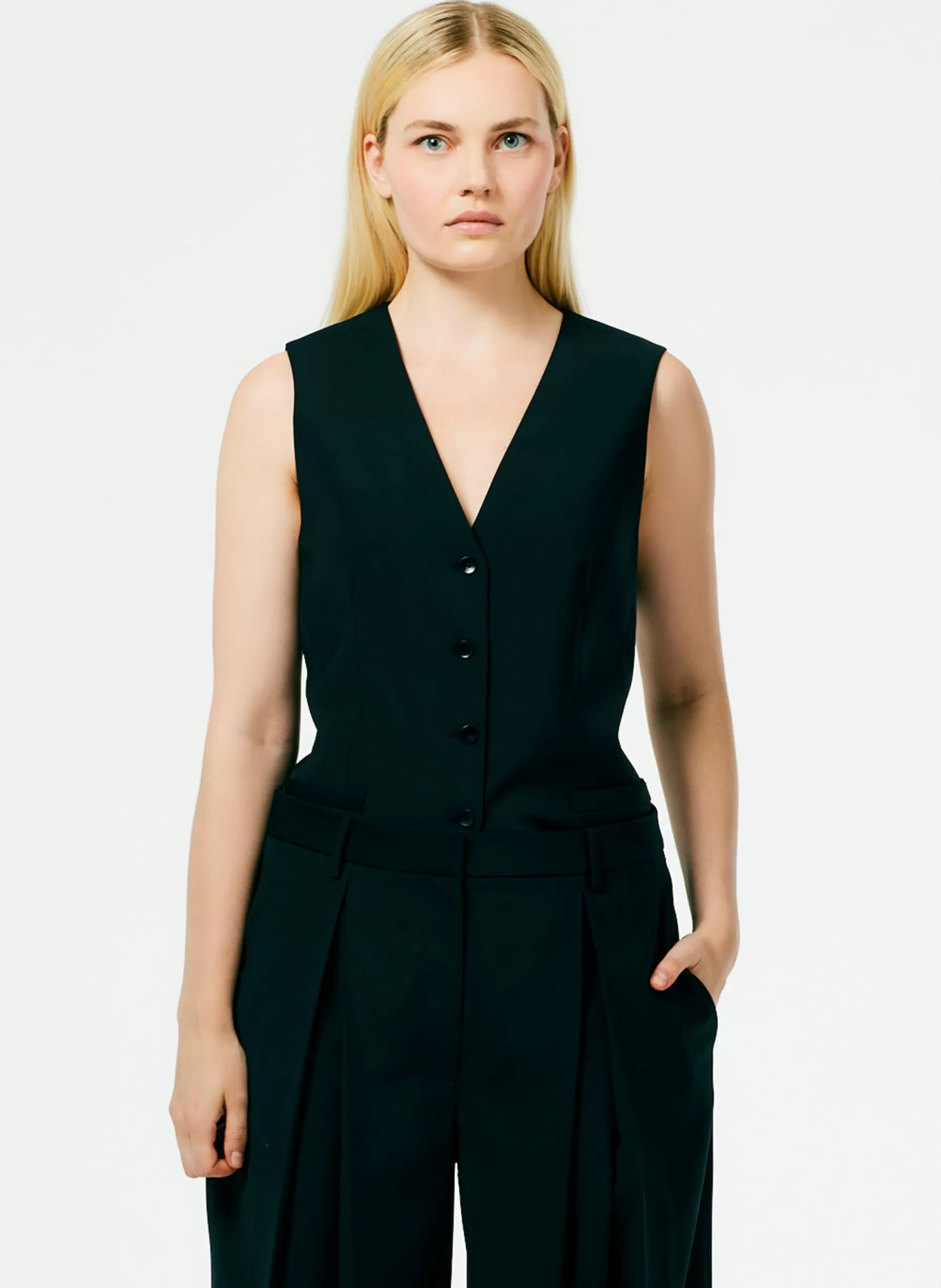 Tibi Tropical Wool Vest Black Online