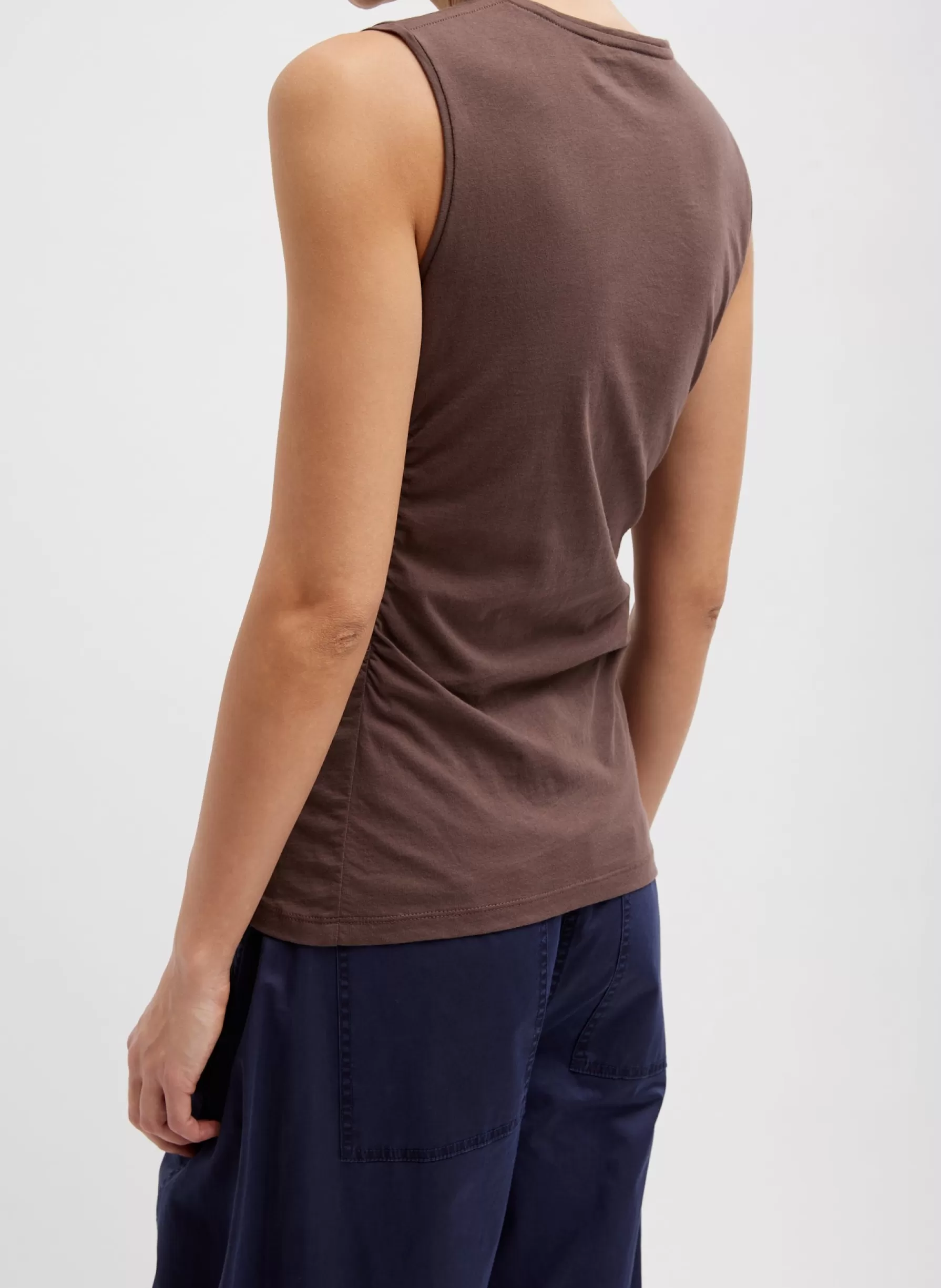 Tibi T-Shirting Shirred Crewneck Top Cacao Fashion