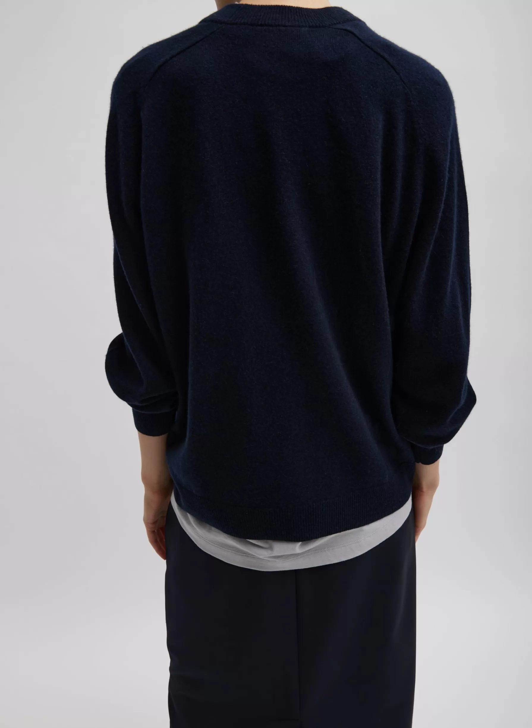 Tibi Washable Cashmere Crewneck Sweater Navy Cheap